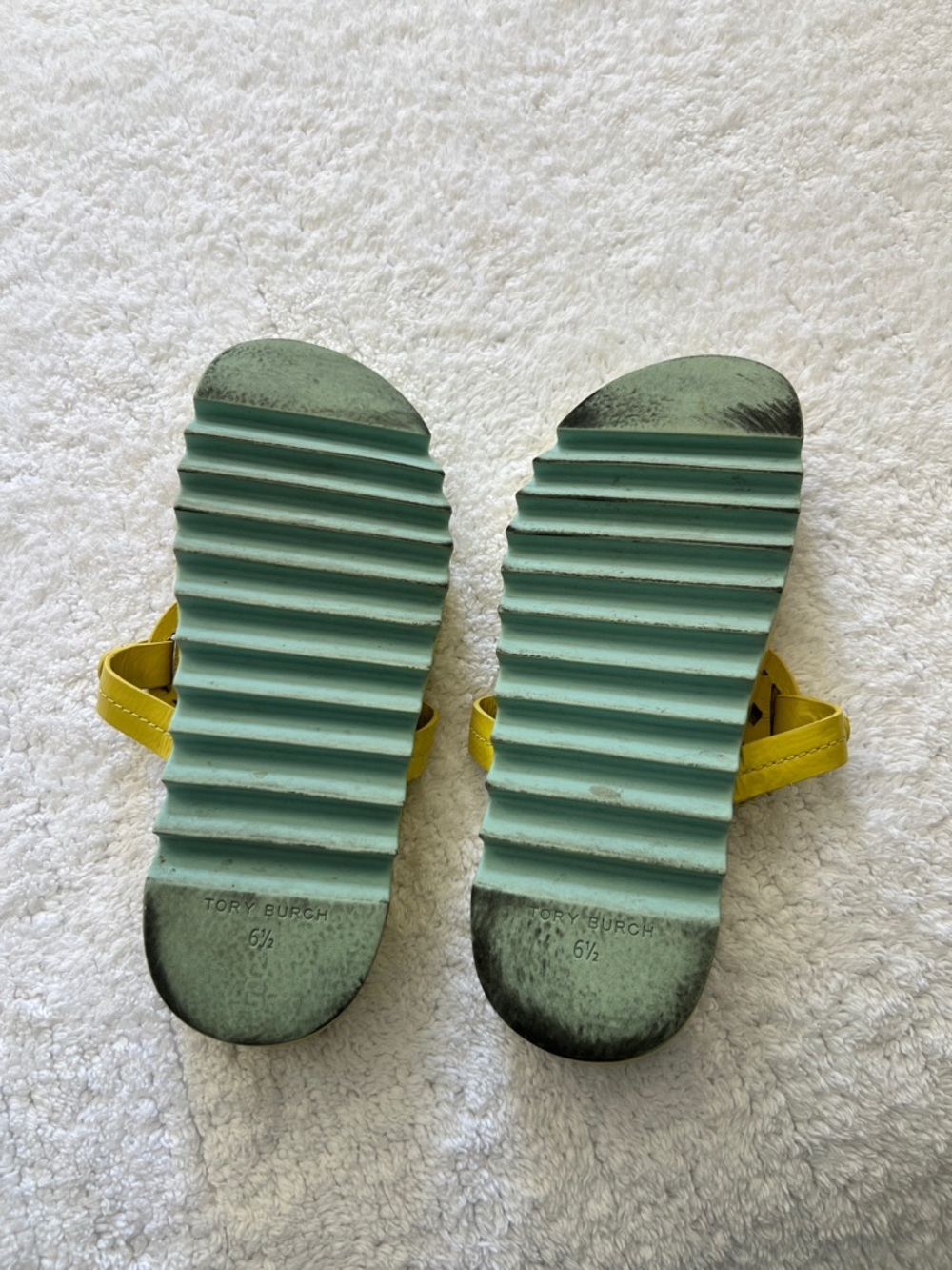 Tory Burch Lemon Yellow Logo Thong Sandals - Picture 3 of 3